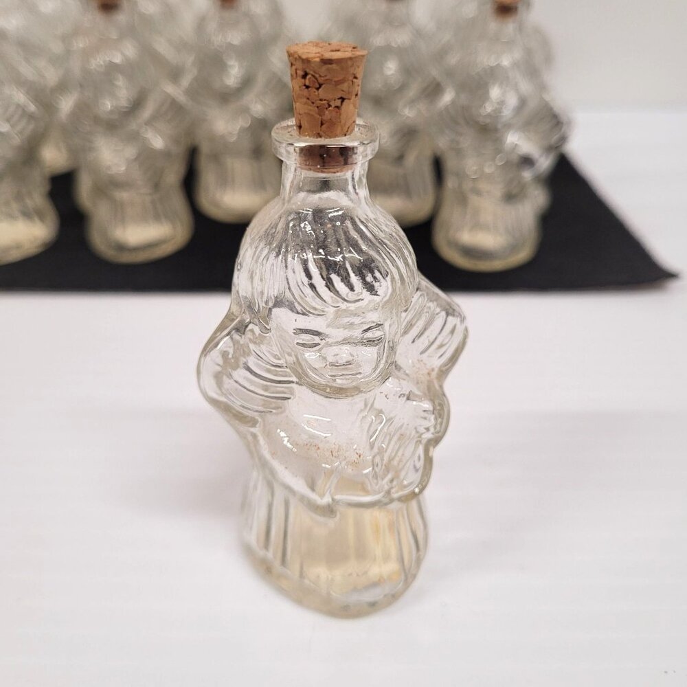 Nidrio Naturals Glass Angel Set 24 Bottle Spanish 2'' Tall Cork Vintage Sculpted